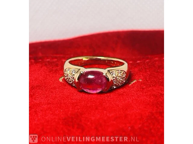 Cabochon robijnen 1.96 ct dames ring - 18kt goud - afbeelding 5 van  7