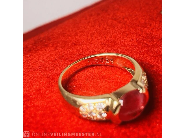 Cabochon robijnen 1.96 ct dames ring - 18kt goud - afbeelding 6 van  7