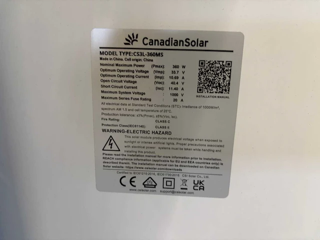 Canadian solar 360wp zonnepaneel (12x) - afbeelding 4 van  5