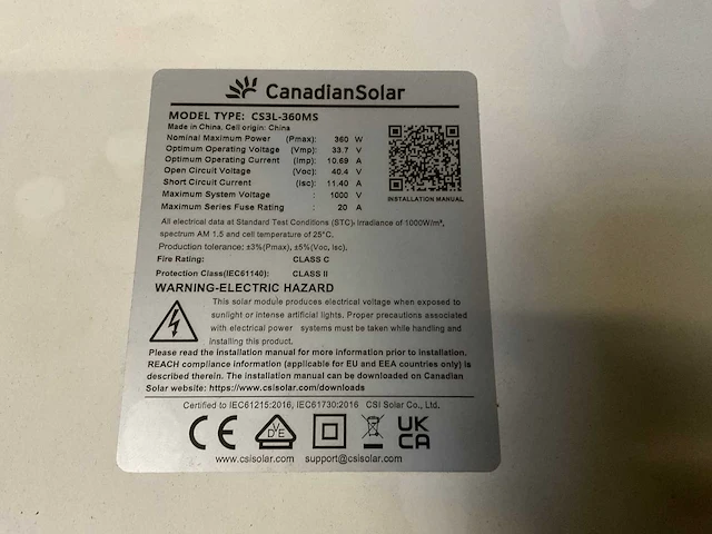 Canadian solar c35l-360ms zonnepaneel (17x) - afbeelding 5 van  5