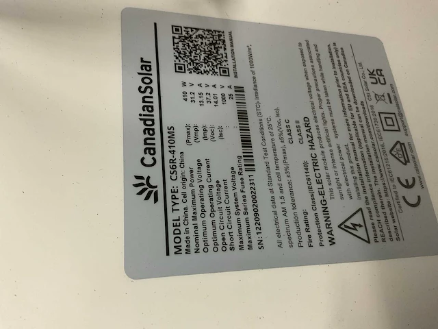 Canadian solar solar pv module cs6r-410ms zonnepaneel (30x) - afbeelding 2 van  6