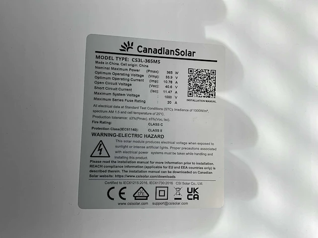 Canadiansolar cs3l-365ms zonnepaneel (7x) - afbeelding 5 van  7