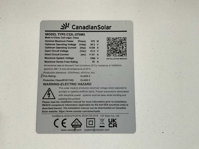 Canadiansolar cs3l-375ms zonnepaneel (13x) - afbeelding 4 van  5