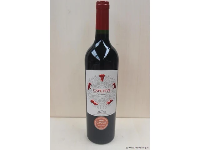 Cape five reserve marlot - 75 cl - winkelverkoopprijs € 12.95 - afbeelding 1 van  3