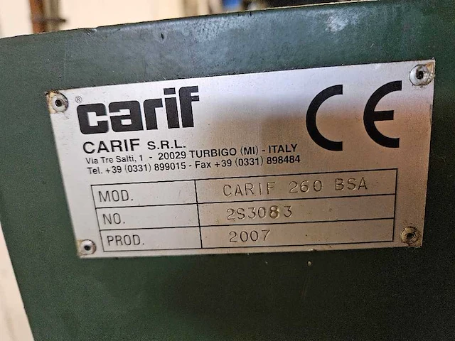 Carif - 2007 - bsa 260 - metalen horizontale bandzaagmachine - afbeelding 3 van  7