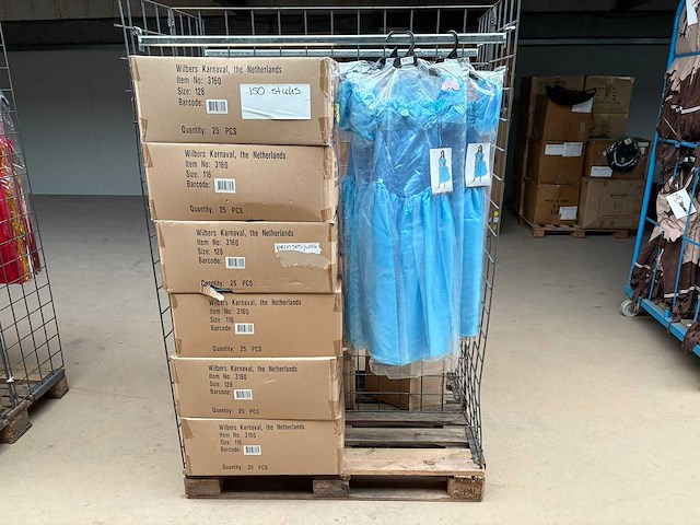 Carnavals kostuum prinsessen jurk blauw (150x) - afbeelding 1 van  2
