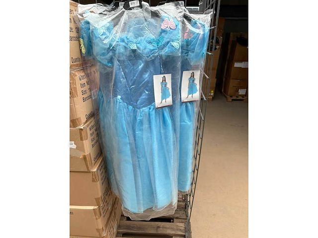 Carnavals kostuum prinsessen jurk blauw (150x) - afbeelding 2 van  2
