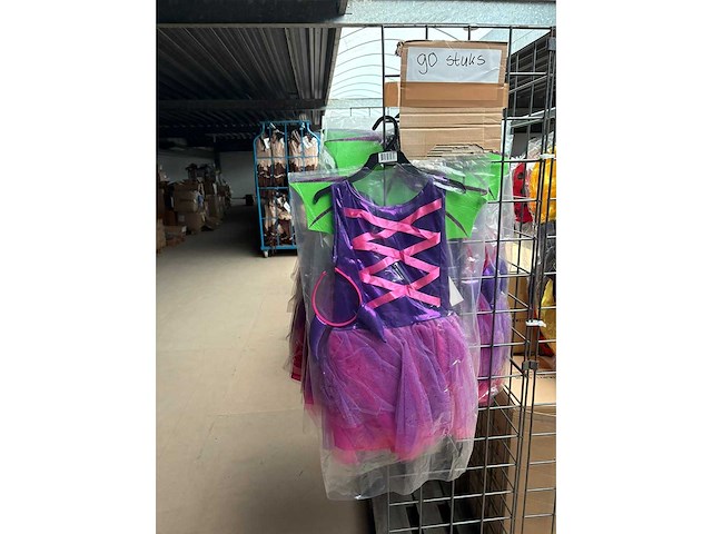 Carnavals kostuum prinsessenjurk paars/groen (90x) - afbeelding 2 van  2