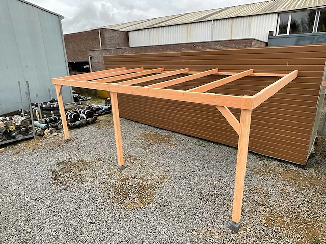 Carportframe muuraanbouw - 1200x300x215 cm - afbeelding 1 van  7