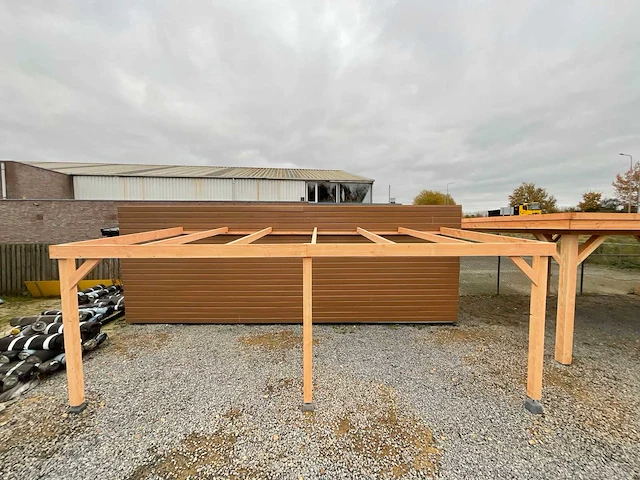 Carportframe muuraanbouw - 1200x300x215 cm - afbeelding 2 van  7