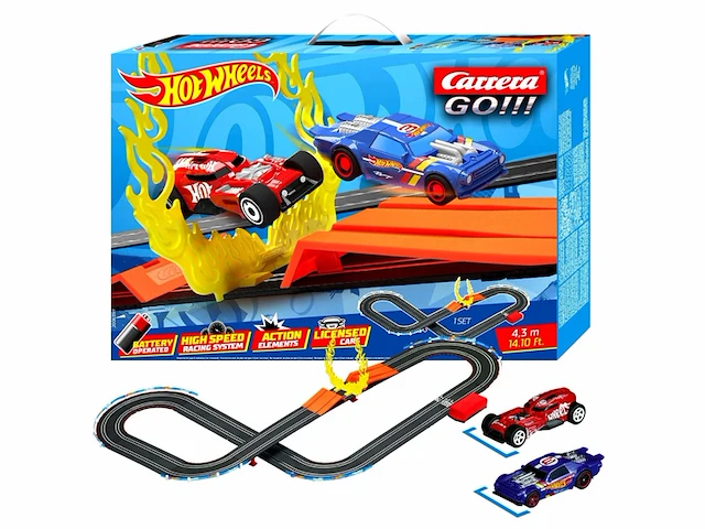 Carrera go!!! hot wheels blauw vs. rood racebaan 4,3m racebaan - afbeelding 1 van  4