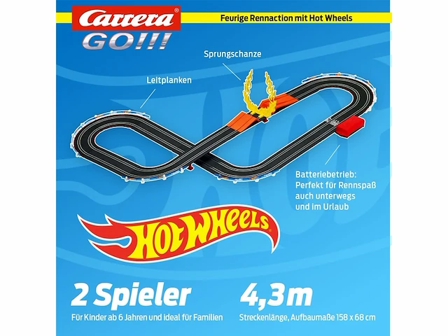 Carrera go!!! hot wheels blauw vs. rood racebaan 4,3m racebaan - afbeelding 2 van  4