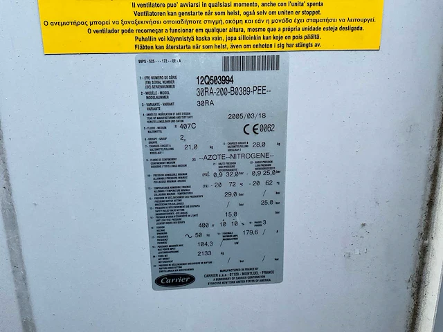 Carrier - 30ra-200-b0389-pee - wervelbed drogers - 2005 - afbeelding 6 van  7
