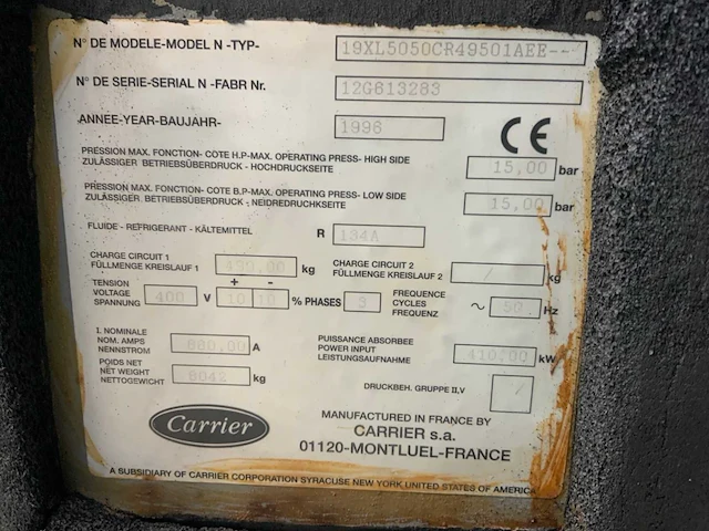 Carrier 19xl5050cr49501aee centrifugaal chiller - afbeelding 10 van  10