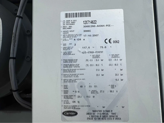 Carrier hxc30-260 chiller - afbeelding 25 van  25