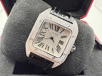 Cartier santos 100 medium | iced out naturel diamonds | 2025 | new - afbeelding 8 van  14