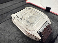 Cartier santos 100 medium | iced out naturel diamonds | 2025 | new - afbeelding 13 van  14
