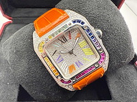 Cartier santos 100 medium | iced out naturel diamonds | 2025 | new - afbeelding 1 van  14