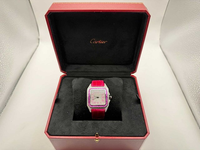 Cartier santos 100 medium | iced out naturel diamonds | 2025 | new - afbeelding 4 van  14