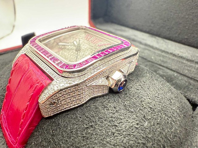Cartier santos 100 medium | iced out naturel diamonds | 2025 | new - afbeelding 14 van  14