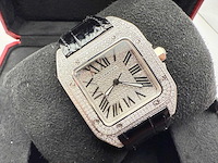 Cartier santos 100 medium | iced out naturel diamonds | 2025 | new - afbeelding 1 van  14