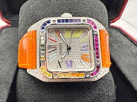 Cartier santos 100 medium | iced out naturel diamonds | 2025 | new - afbeelding 9 van  14
