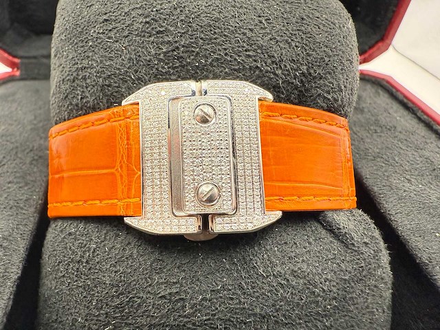 Cartier santos 100 medium | iced out naturel diamonds | 2025 | new - afbeelding 11 van  14