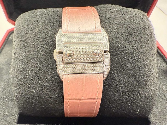 Cartier santos 100 medium | iced out naturel diamonds | 2025 | new - afbeelding 9 van  13