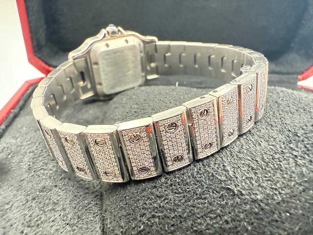 Cartier santos galbee | iced out with naturel diamonds | 2024 - afbeelding 3 van  13