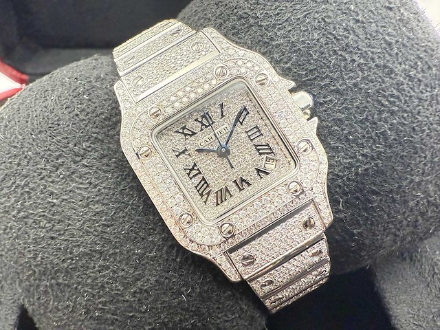 Cartier santos galbee | iced out with naturel diamonds | 2024 - afbeelding 1 van  13