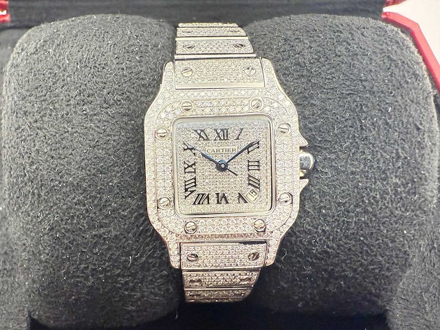 Cartier santos galbee | iced out with naturel diamonds | 2024 - afbeelding 6 van  13