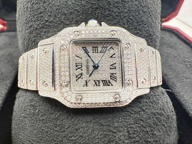 Cartier santos galbee | iced out with naturel diamonds | 2024 - afbeelding 8 van  13