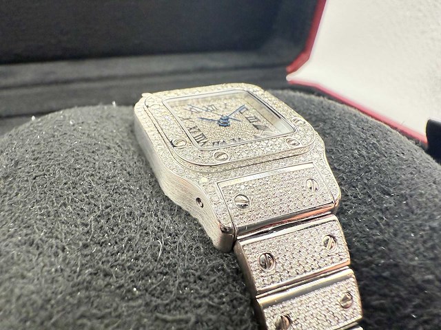 Cartier santos galbee | iced out with naturel diamonds | 2024 - afbeelding 11 van  13