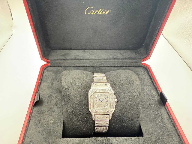 Cartier santos galbee | iced out with naturel diamonds | 2024 - afbeelding 13 van  13