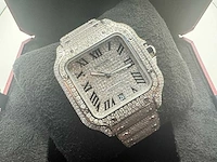 Cartier santos | wssa0018 | full iced out with natural diamonds | 2024 - afbeelding 9 van  16