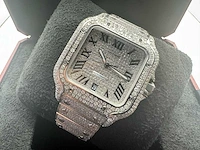 Cartier santos | wssa0018 | full iced out with natural diamonds | 2024 - afbeelding 10 van  16