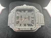 Cartier santos | wssa0018 | full iced out with natural diamonds | 2024 - afbeelding 11 van  16