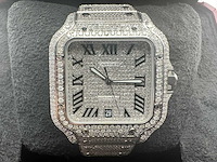 Cartier santos | wssa0018 | full iced out with natural diamonds | 2024 - afbeelding 9 van  16