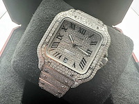 Cartier santos | wssa0018 | full iced out with natural diamonds | 2024 - afbeelding 10 van  16