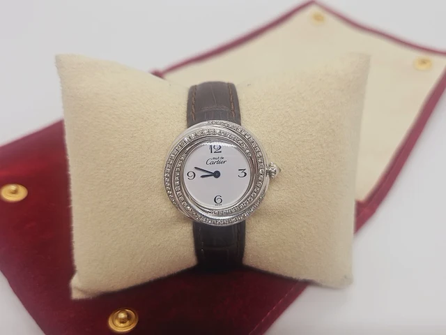 Cartier trinity 925 zilveren dameshorloge - inclusief cartier etui - afbeelding 6 van  12