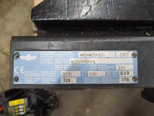 Cascade - klem 2200kg - 480mm-1800mm - heftruck toebehoren - afbeelding 5 van  6