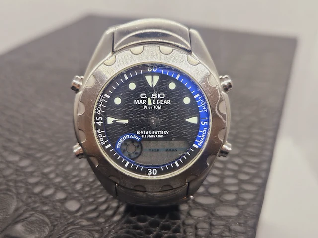 Casio herenhorloge - marine gear tidegraph - lcd - afbeelding 4 van  6