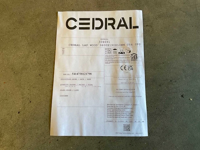Cedral - gevelstrook - brandklasse a2 - tingrijs - 360x19x1 cm (144x) - afbeelding 7 van  9