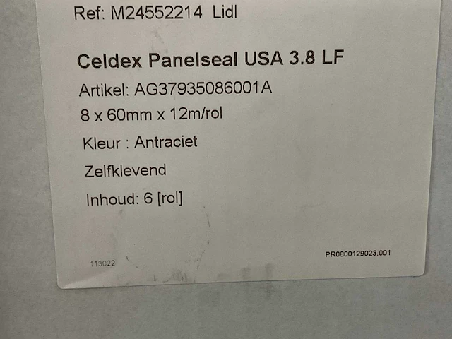 Celdex - panelseal usa 3.8lf - 8x60mm - rol á 12m schuimband (120x) - afbeelding 3 van  4