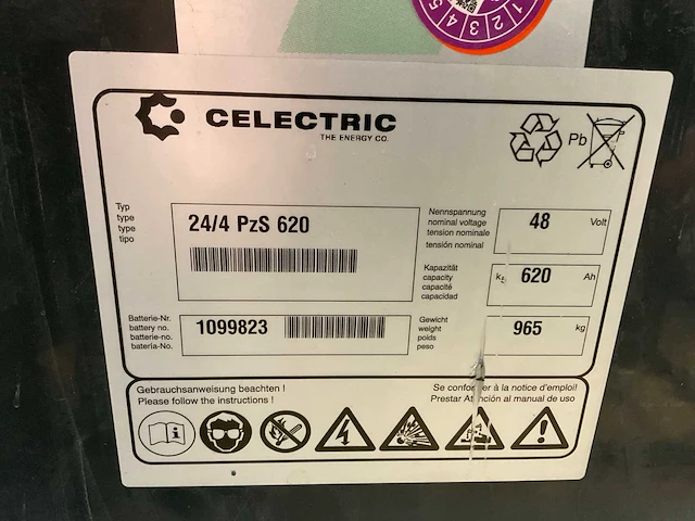 Celectric 24/4 pzs 620 tractie batterij (2x) - afbeelding 4 van  4