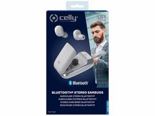 Celly bluetooth earbuds, flip1wh zilver/wit - afbeelding 1 van  2