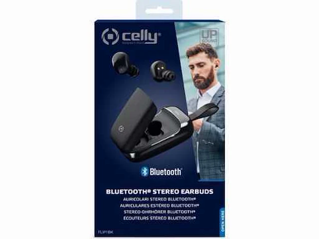 Celly bluetooth earbuds, stereo, flip1wh zwart - afbeelding 3 van  3