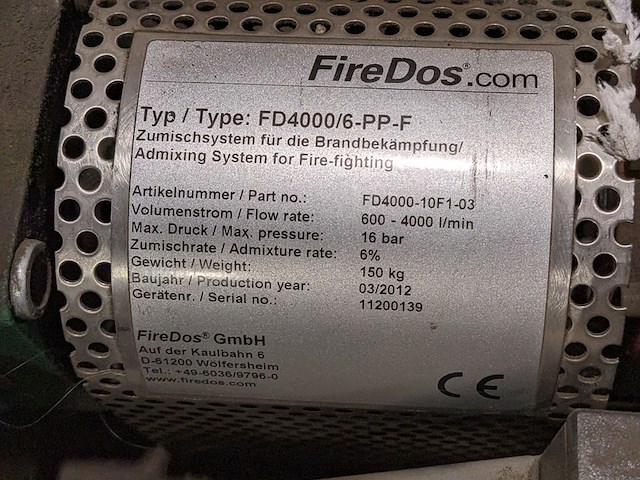 Centrifugaalpomp met schuimdoseersysteem, firedos, fd4000/6-pp-f, 2012 - afbeelding 6 van  8