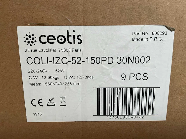 Ceotis coli-izc-52-150pd 30n002 led waterproof batten (9x) - afbeelding 3 van  3