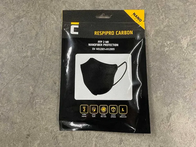 Cerva - respipro carbon ffp2 - stofmasker l 3-pack (20x) - afbeelding 2 van  3